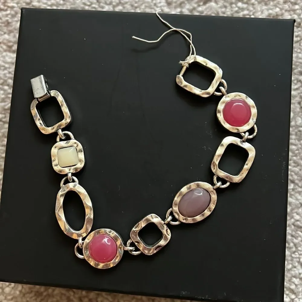 NWOT Lia Sophia pink, purple silver bracelet
